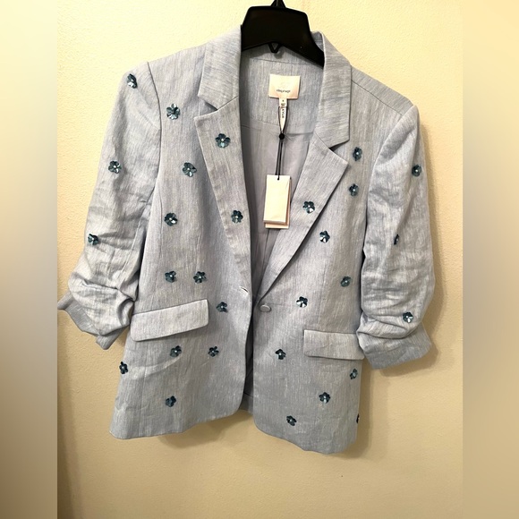 Cinq à Sept Ditsy Kylie Linen-Cotton Single-Breasted Blazer - Picture 9 of 10